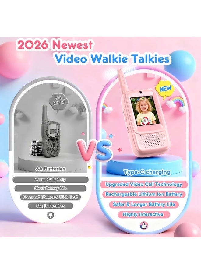 كلوزيلي عبوتان من ألعاب الأطفال الصوتية، جهاز اتصال مرئي قابل لإعادة الشحن، لعبة تواصل، أجهزة تحكم عن بعد لاسلكية، مع مُغير صوت ومحادثة فيديو، عمر بطارية طويل ومدى بعيد، هدية للأولاد والبنات، هدية عيد ميلاد (أزرق ووردي) - Image 2